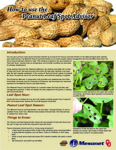 How to use the Peanut Leaf Spot Advisor article revised September[removed]Introduction: