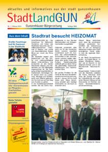 aktuelles und informatives aus der stadt gunzenhausen  StadtLandGUN Gunzenhäuser Bürgerzeitung  Nr. 1 | Februar 2014