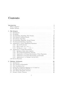 Contents Introduction What is Algebra? . . . . . . . . . . . . . . . . . . . . . . . . . . . . . . . . . . Number Systems . . . . . . . . . . . . . . . . . . . . . . . . . . . . . . . . . . 1 The 1.1