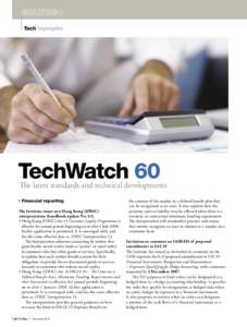 Tech highlights  TechWatch 60 The latest standards and technical developments Financial reporting