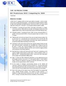 TOP 10 PREDICTIONS IDC Predictions 2012: Competing for 2020 Frank Gens Global Headquarters: 5 Speen Street Framingham, MAUSA