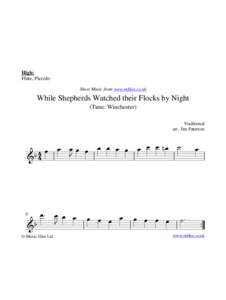 High: Flute, Piccolo Sheet Music from www.mfiles.co.uk While Shepherds Watched their Flocks by Night (Tune: Winchester)