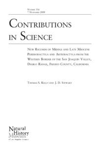 NUMBER[removed]NOVEMBER 2008 CONTRIBUTIONS IN SCIENCE NEW RECORDS OF MIDDLE AND LATE MIOCENE