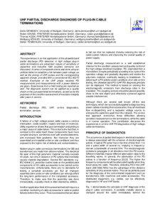 UHF PARTIAL DISCHARGE DIAGNOSIS OF PLUG-IN CABLE TERMINATIONS Denis DENISSOV, University of Stuttgart, (Germany), [removed]