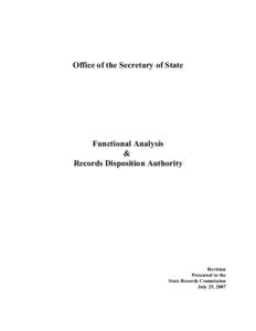 Office of the Secretary of State  Functional Analysis & Records Disposition Authority