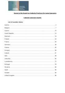 Annex to the Report on Industry Practices for Large Exposures   National summary reports  List of member states  Austria .................................................................................