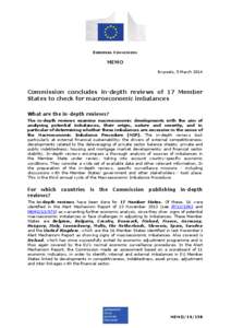 EUROPEAN COMMISSION  MEMO Brussels, 5 March[removed]Commission concludes in-depth reviews of 17 Member