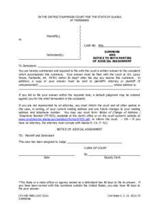 CIV-100 FBKS Summons and Notice to Both Parties of Judicial Assignment (1-10)