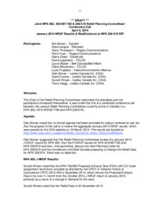 -1*** DRAFT *** Joint NPA 902, [removed] &[removed]Relief Planning Committees’ Conference Call April 8, 2014 January 2014 NRUF Results & Modifications to NPA[removed]RIP