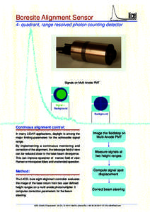 Boresite Alignment Sensor  lidar computing and electronics 4- quadrant, range resolved photon counting detector