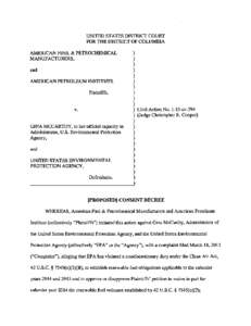Consent Decree between EPA and the American Petroleum Institute and the American Fuel and Petrochemical Manufacturers (April 10, 2015)