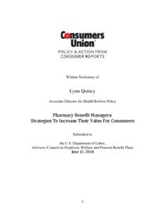 Microsoft Word - Consumers Union Testimony PBMs June[removed]docx