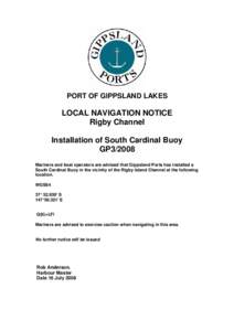 Microsoft Word - DR080716 Local Navagation Notice Instalation of South Cardinal Mark