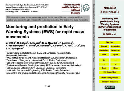 This discussion paper is/has been under review for the journal Natural Hazards and Earth System Sciences (NHESS). Please refer to the corresponding final paper in NHESS if available. Discussion Paper  Nat. Hazards Earth 