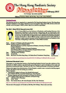 The Hong Kong Paediatric Society February 2013 Our Homepage : http://medicine.org.hk/hkps