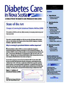 Diabetes Care in Nova Scotia July 2013 Vol. 23 Number 1 Contents