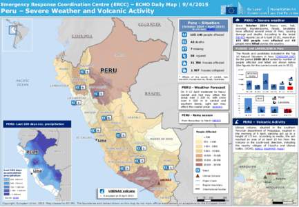 Emergency Response Coordination Centre (ERCC) – ECHO Daily Map | Peru – Severe Weather and Volcanic Activity Peru – Situation (October 2014 – April 2015)
