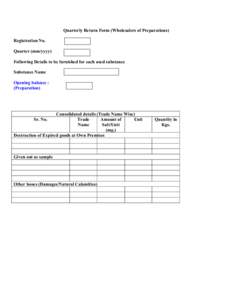 Quarterly Return Form (Wholesalers of Preparations)