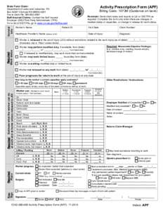 Activity Prescription Form (APF) F242