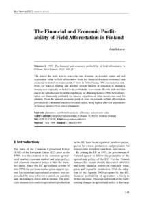 Niskanen Silva Fennica[removed]research articles The Financial and Economic Profitability of Field Afforestation in Finland  The Financial and Economic Profitability of Field Afforestation in Finland