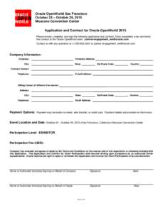 Application and Contract for Oracle OpenWorld 2014