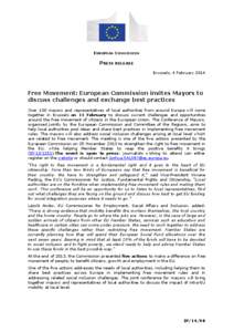 EUROPEAN COMMISSION  PRESS RELEASE Brussels, 4 February[removed]Free Movement: European Commission invites Mayors to