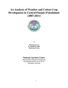 An Analysis of Weather and Cotton Crop Development in Central Punjab (Faisalabad[removed]by Muhammad Ayaz