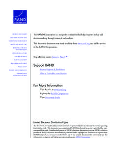 CHILDREN AND FAMILIES EDUCATION AND THE ARTS The RAND Corporation is a nonprofit institution that helps improve policy and decisionmaking through research and analysis.