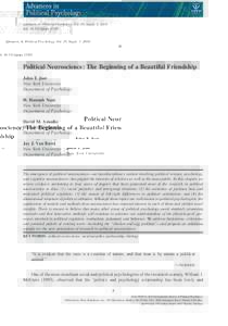 bs_bs_banner  Advances in Political Psychology, Vol. 35, Suppl. 1, 2014 doi: popsPolitical Neuroscience: The Beginning of a Beautiful Friendship