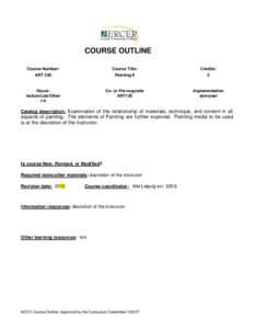 COURSE OUTLINE Course Number: Course Title:  Credits: