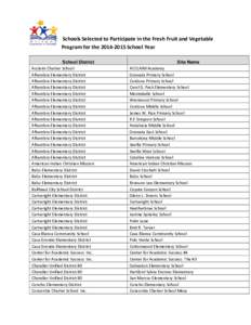 Schools Selected to Participate in the Fresh Fruit and Vegetable Program for the[removed]School Year School District Acclaim Charter School Alhambra Elementary District Alhambra Elementary District