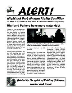 ALERT!  Highland Park Human Rights Coalition c/o MWRO, 23 E. Adams St , 4th Floor, Detroit, MI 48226 • ( •   Highland Parkers have more water debt