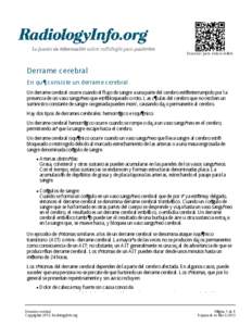 Escanear para enlace móvil.  Derrame cerebral En qué consiste un derrame cerebral Un derrame cerebral ocurre cuando el flujo de sangre a una parte del cerebro está interrumpido por la presencia de un vaso sanguíne