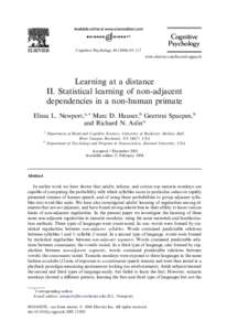 Cognitive Psychology Cognitive Psychology[removed]–117 www.elsevier.com/locate/cogpsych  Learning at a distance