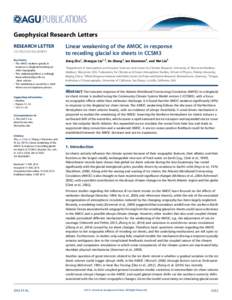 PUBLICATIONS Geophysical Research Letters RESEARCH LETTER[removed]2014GL060891 Key Points: • The AMOC weakens greatly in