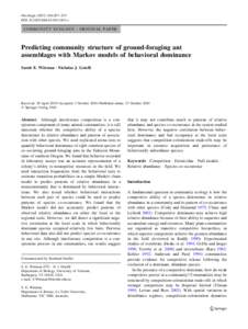 Foraging / Species richness / Behavior / Human behavior / Biology / Ecology / Philosophy of biology / Aggression