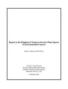 Report to the Kingdom of Tonga on Invasive Plant Species of Environmental Concern James C. Space and Tim Flynn