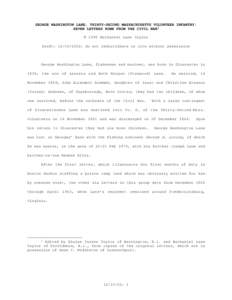 GEORGE WASHINGTON LANE, THIRTY-SECOND MASSACHUSETTS VOLUNTEER INFANTRY: SEVEN LETTERS HOME FROM THE CIVIL WAR1 © 1998 Nathaniel Lane Taylor Draft: [removed]: do not redistribute or cite without permission  George Washi