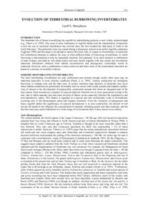 Advances in Regolith  211 EVOLUTION OF TERRESTRIAL BURROWING INVERTEBRATES Geoff S. Humphreys