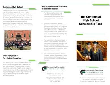 Centennial High School Scholarship Fund brochure Spring 2012
