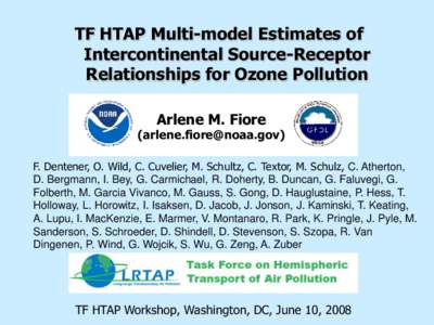 TF HTAP Multi-model Estimates of Intercontinental Source-Receptor Relationships for Ozone Pollution Arlene M. Fiore  ()