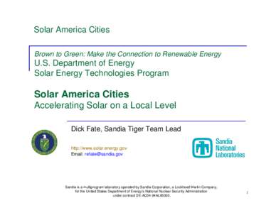 Overview of Solar America Initiative Awards Market Transformation Project Announcements