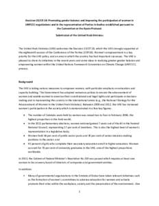 Decision 23/CP.18: Promoting gender balance and improving the participation of women in UNFCCC negotiations and in the representation of Parties in bodies established pursuant to the Convention or the Kyoto Protocol. Sub