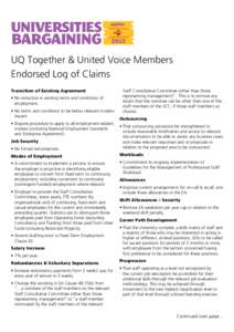 UNIVERSITIES BARGAINING[removed]UQ Together & United Voice Members