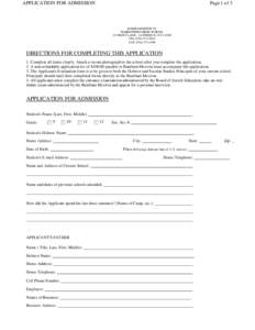 APPLICATION FOR ADMISSION  Page 1 of 3