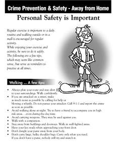 Crime Prevention & Safety - Away from Home  Personal Safety is Important Regular exercise is important to a daily routine and walking outside or in a mall is encouraged for regular