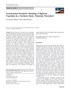 Wetlands:621–633 DOIs13157ORIGINAL PAPER  Terrain-based Predictive Modeling of Riparian