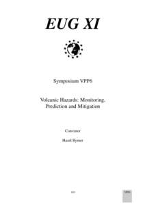 EUG XI  Symposium VPP6 Volcanic Hazards: Monitoring, Prediction and Mitigation
