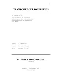 MSHA - Transcripts of Public Hearings - Proximity Detection  - Denver, Colorado - October 18, 2011