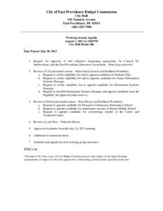 City of East Providence Budget Commission City Hall 145 Taunton Avenue East Providence, RI[removed]7500